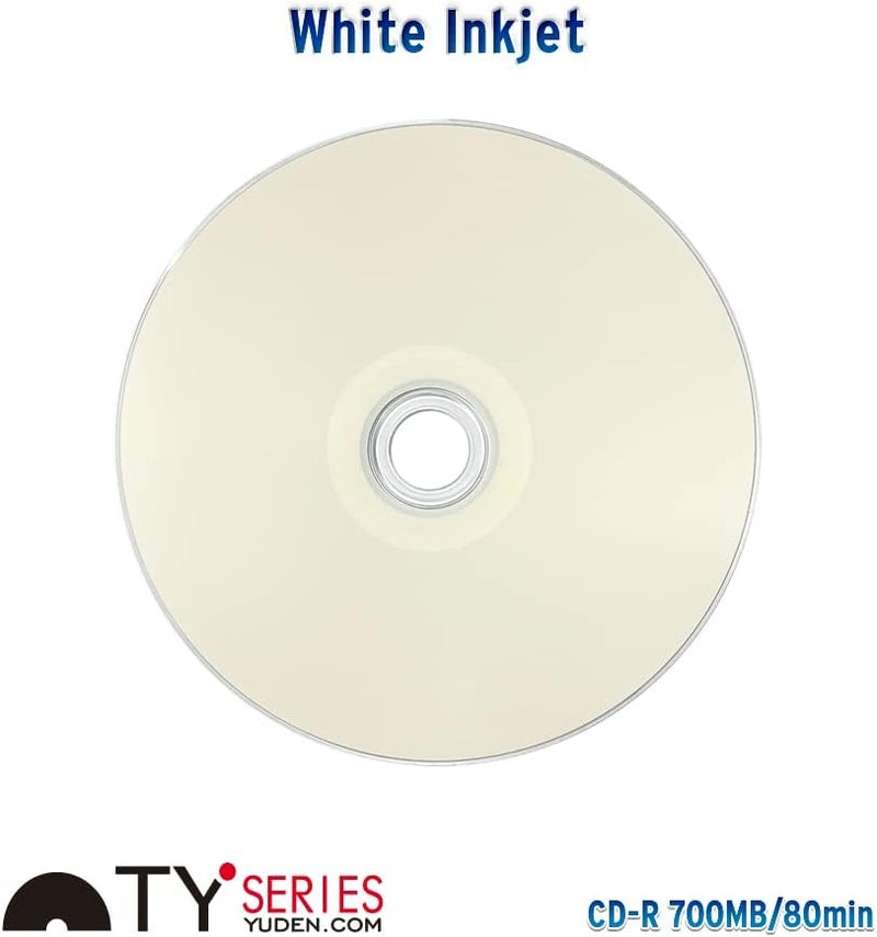 PlexDisc TY Series Blue CD-R 52X 700MB White Inkjet Hub Printable Recordable Media - 50pk Cake Box 66N-214-Y-BX, 50 Discs - Image 2